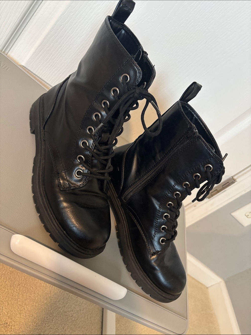 Women's Black Combat Lace-Up Ankle Boots